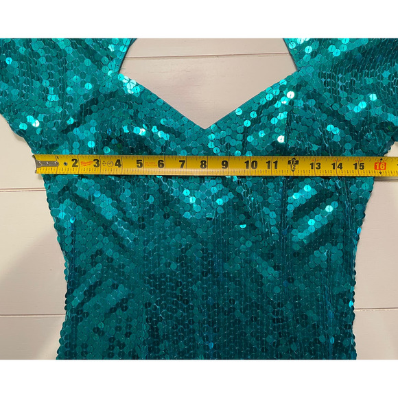 NITELINE BY DELLA ROUFOGALI, SIZE 10, EMERALD SEQUENCE DRESS - Picture 5 of 8